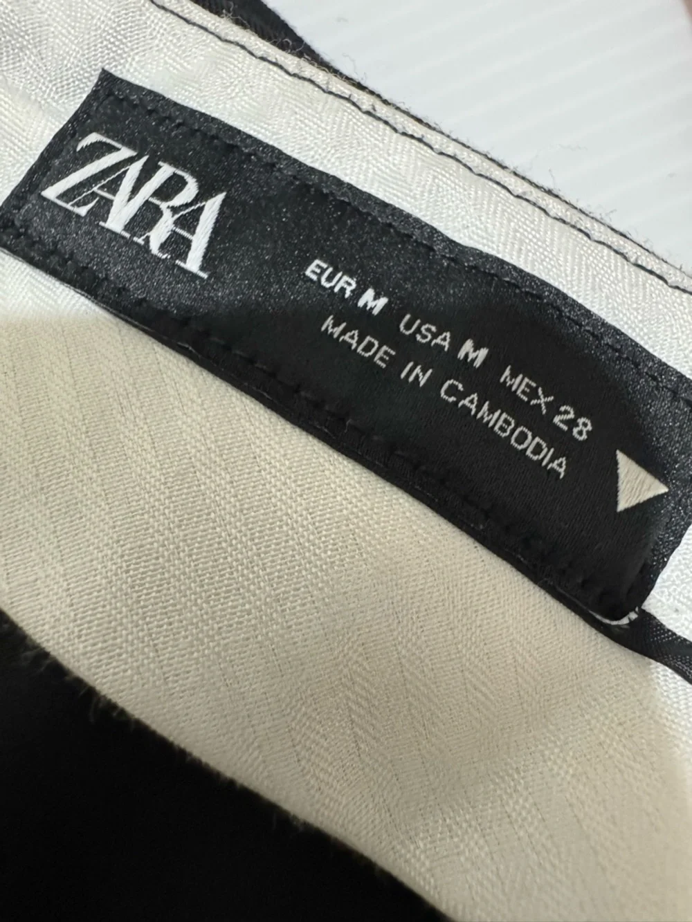 Zara Wide-Leg Black Dress Pants Double Pleated Sz M - Picture 2 of 7